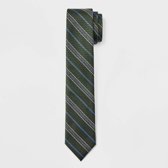 Men's Striped Neck Tie - Goodfellow & Co™ Olive Green One‎ Size - Picture 1 of 1
